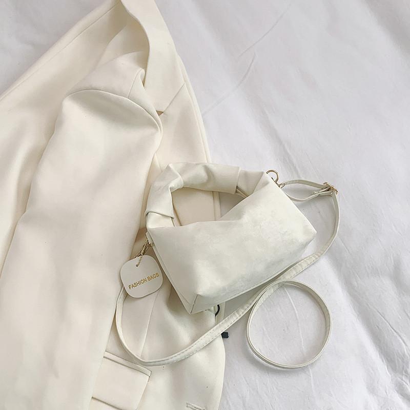 2024 New Pure Color Pleated Handbag Street Fashion Casual Shoulder Crossbody Bag