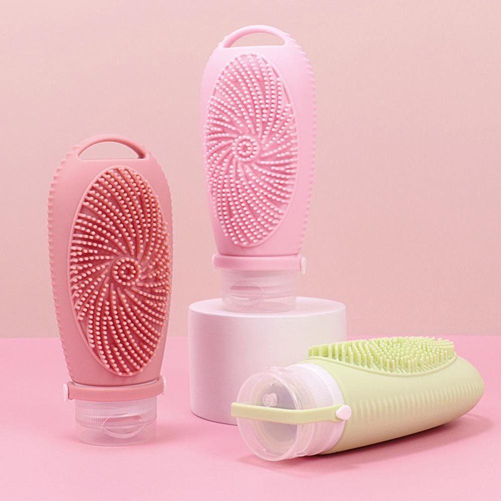 2 in 1 Shower Brush Bottle 100ml Toiletry Containers Portable Travel Refillable Bottles