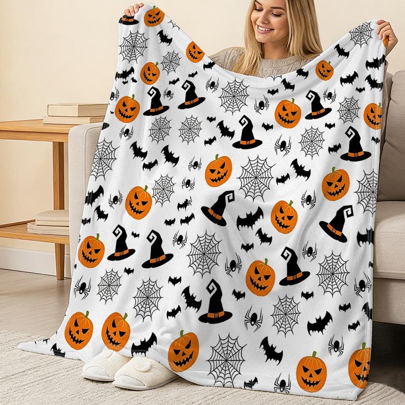Versatile Flannel Fleece Throw Blanket No-Shed, Ultra-Soft, Warm & Cozy, Perfect for Home Lounge, Movie Night, Halloween & Christmas