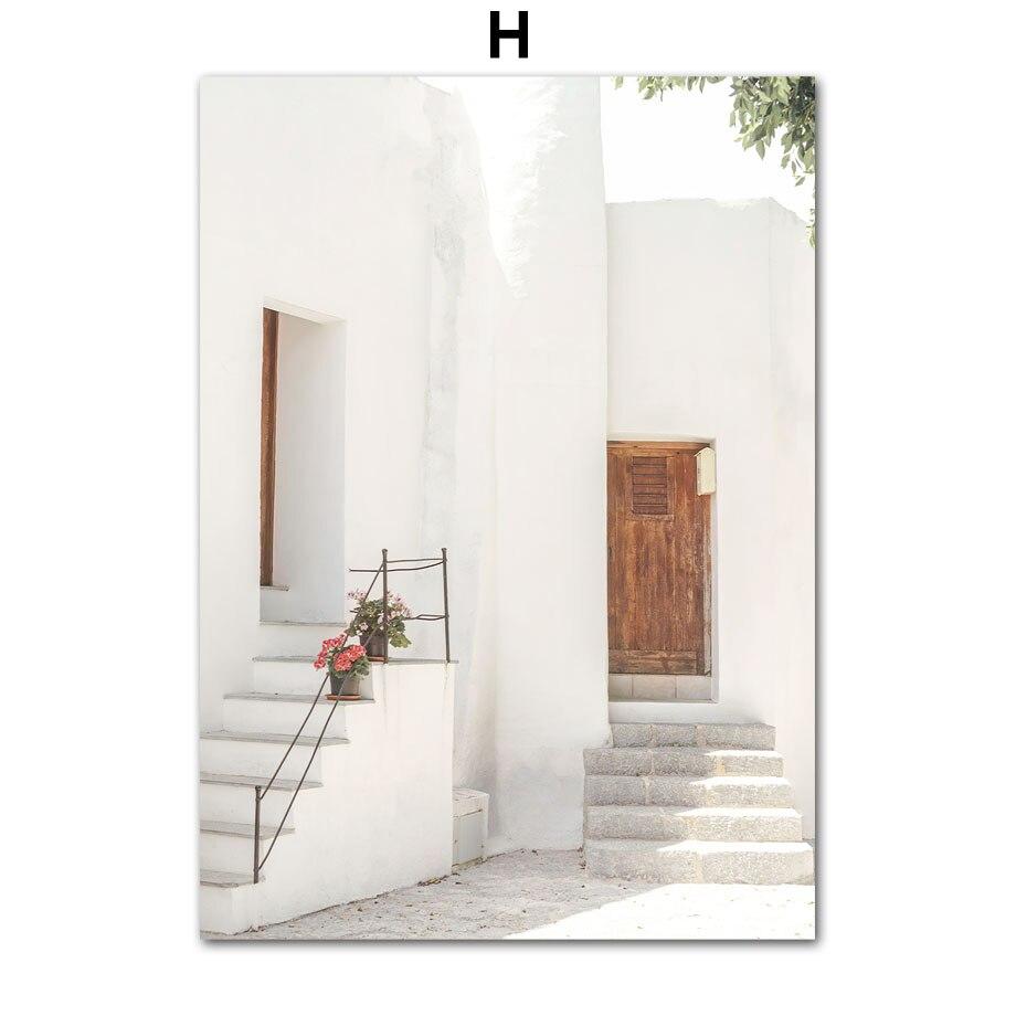 Santorini Beach nadmorskie miasto krajobraz plakatykwiaty rower obraz ścienny na płótnie i drukuje obraz do wystroju salonu