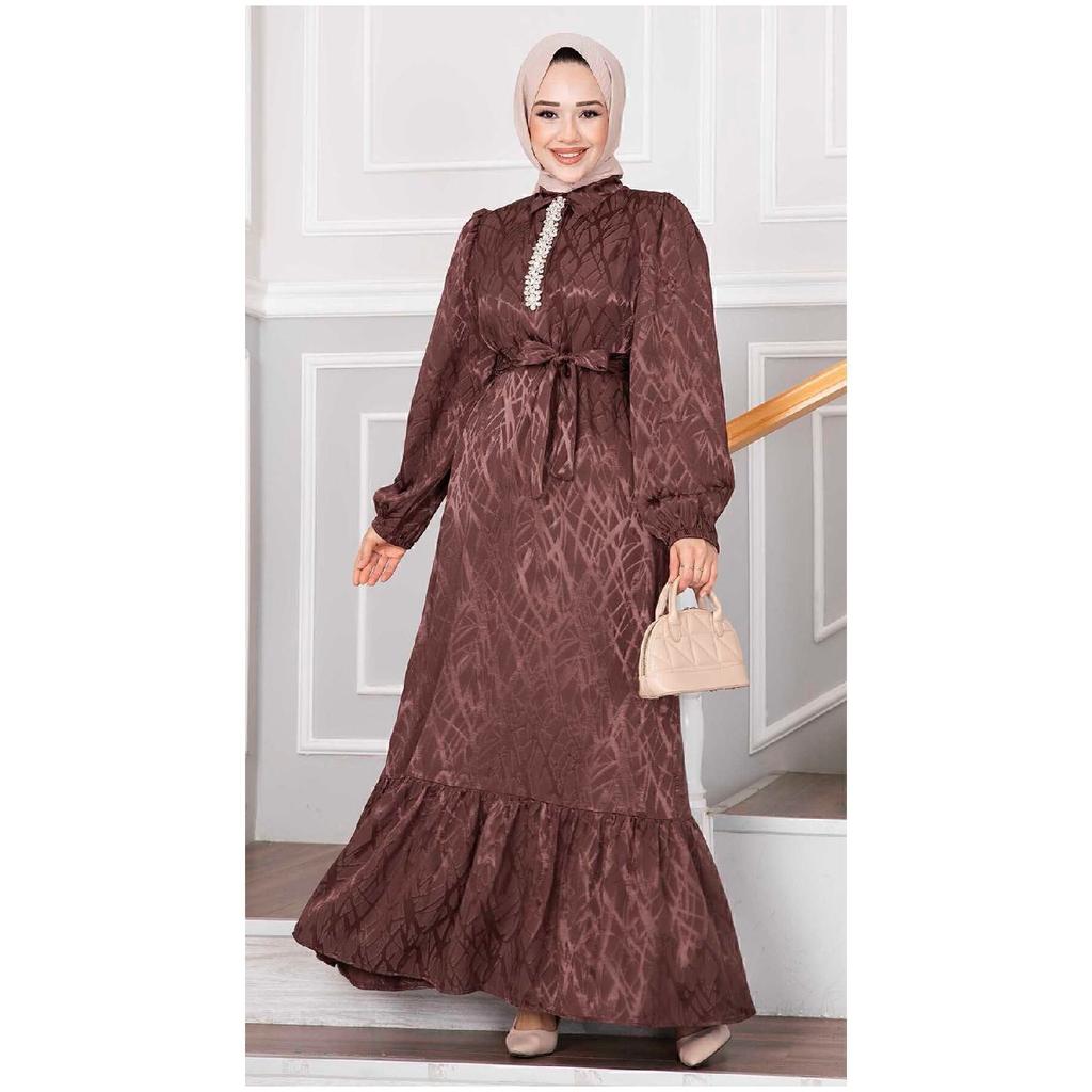 Stoney Jacquard Hijab Evening Dress