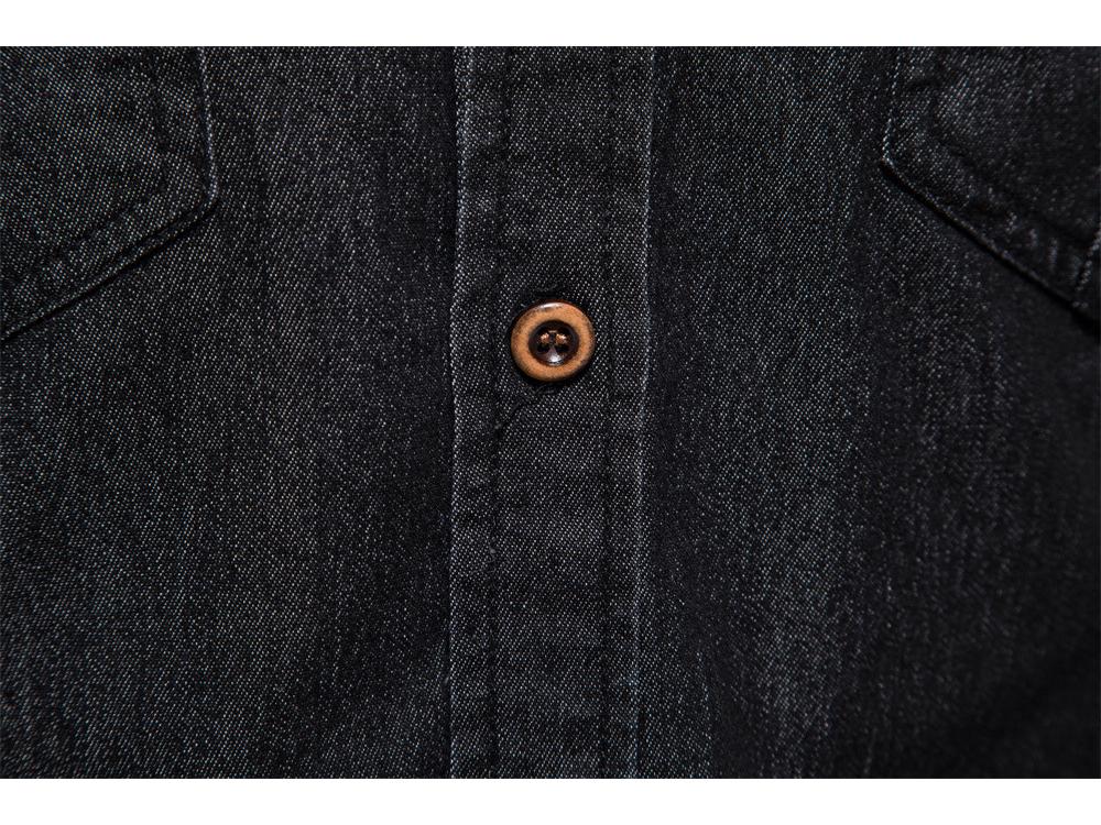 2024 Men's European Size Casual Solid Color Denim Long-Sleeve Shirt In Stock