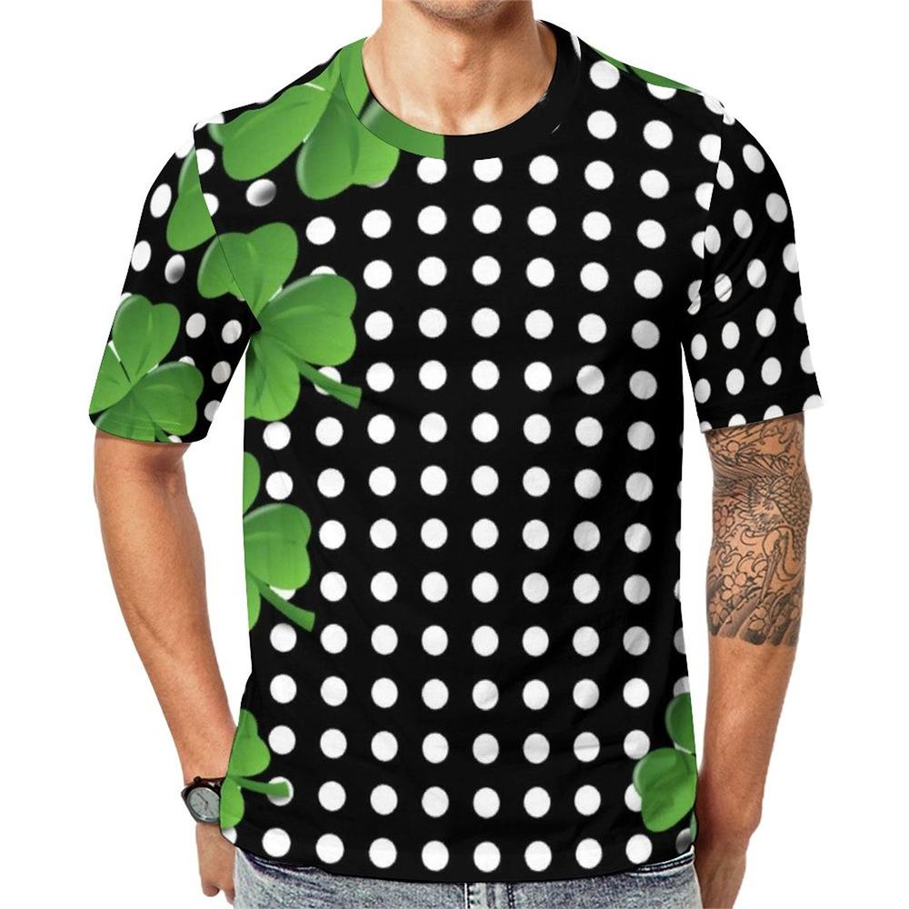 Summer Men's Crew Neck T-Shirt, Retro Polka Dot Print, Y2K Style, Gym T-Shirt, Breathable Beachwear, Novelty T-Shirt