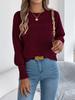 Autumn Winter New Slim Long Sleeve Women's Round Neck SweaterFashion Casual Fried Dough Twists Solid Color Knitting Pullover