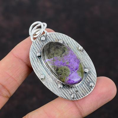 Purpurit-Anhänger, handgefertigter Schmuck, 925er Sterlingsilber-Anhänger, antiker Edelstein-Schmuck, Geburtsstein-Schmuck, Geschenk für Freund, Statement-Anhänger