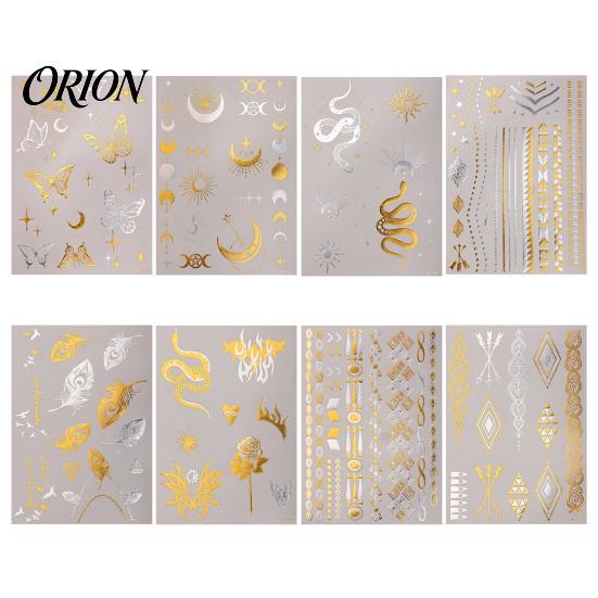 Adult Child Fake Tattoos Golden Silver-color Metallic Tattoo Sticker for Women Girls, Temporary Stickers Face Body Arm Decoration, Waterproof