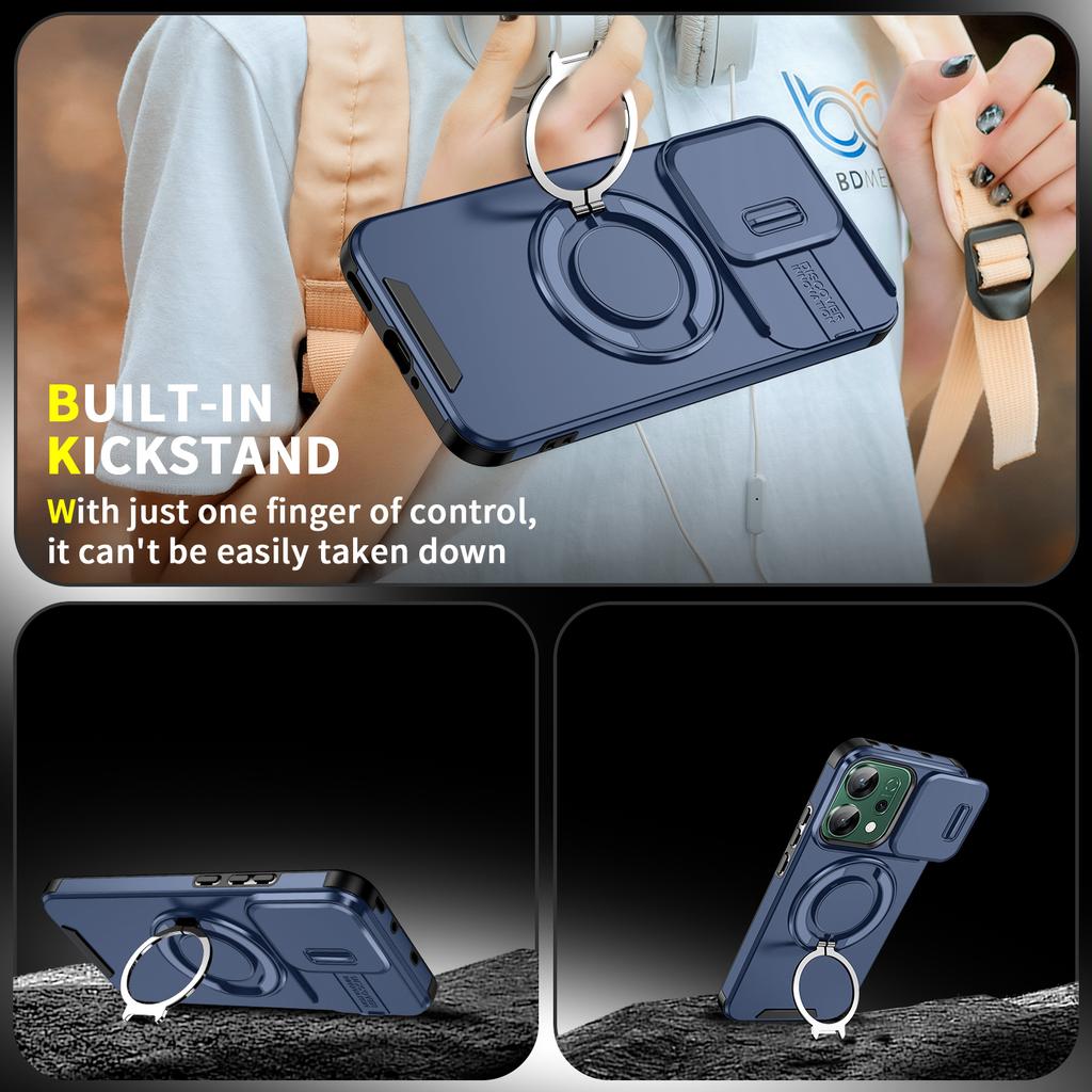 Anti-fall Armor Magnetic Bracket Case for OPPO Reno 14 Pro 5G Reno 14 F Slide Camera Protection Shockproof Cover