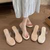 Transparent Sandals Women's New Summer Waterproof Table with Crystal Thick High Heels Stepping On Shit Feeling Summer Outer Slippers