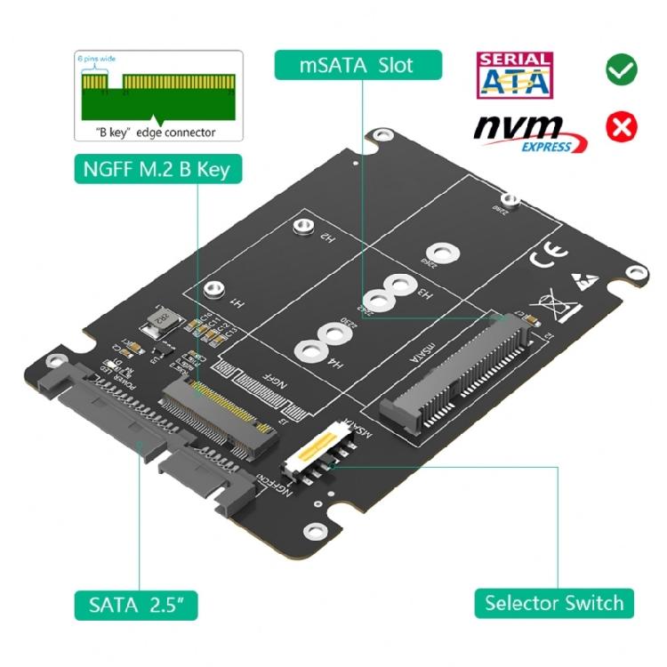 M.2 NGFF Msata SSDs To SATA3.0 2.5inch SSDs Enclosure Hard Disk Case Enclosure M.2 SSDs Adapter for 2230 2242 2260 2280