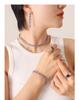 European Style Colorful Cubic Zirconia Jewelry Set with Diamond-Studded Necklace, Light Luxury Bracelet, and Exquisite Earrings