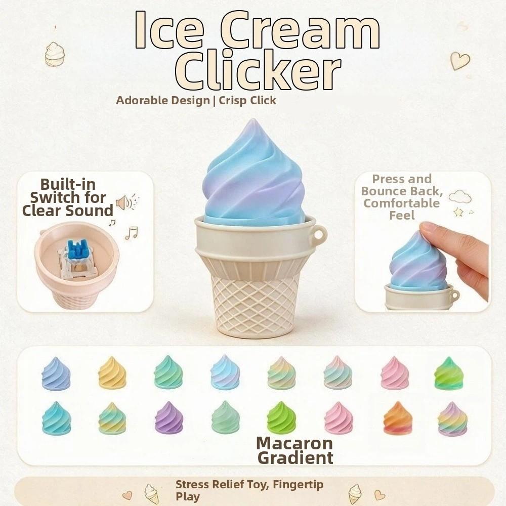 Mini Figurine Fidget Keychain Simulation Ice Cream Clicker Button Decompression Toy Tactile Toy