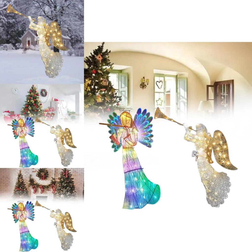 Adorno de Ángel Estrella Acrílica Iluminada con LED para Decoración de Árbol de Navidad