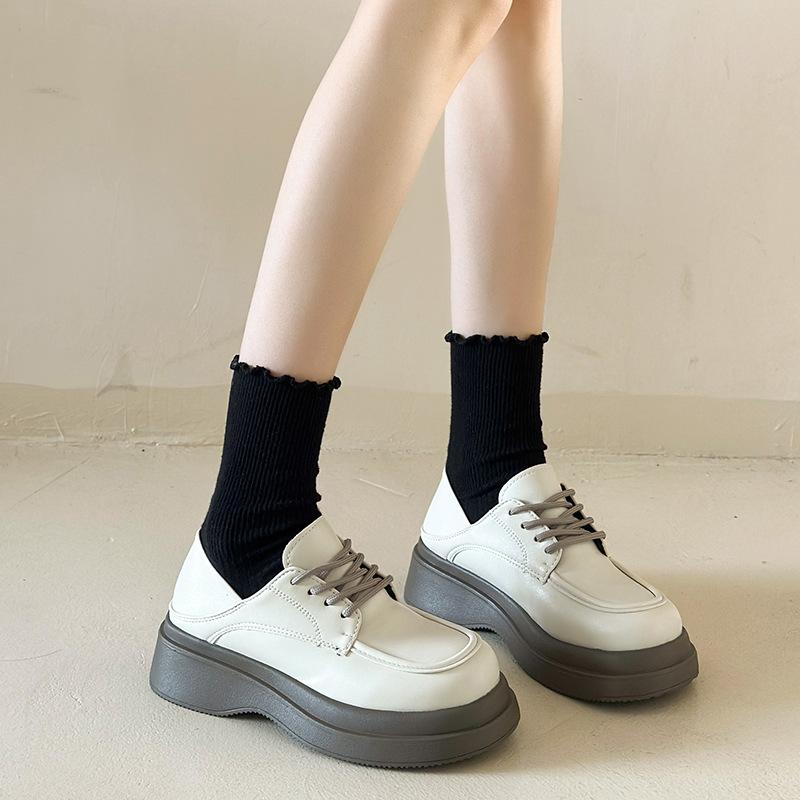 White Platform College British Style Small Leather Shoes Women's Spring and Autumn Loafers 2025 New Versatile Explosive Single Shoes