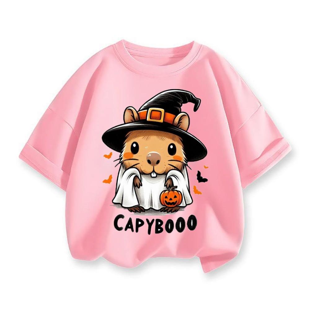 New Cartoon Kapibala Print Children's Short-sleeved T-shirt, Pure Cotton Summer Children's Clothing