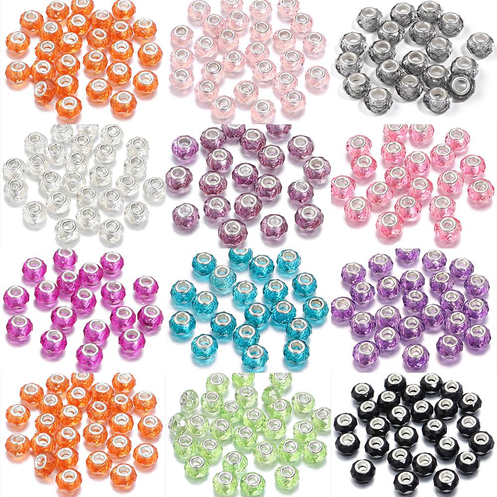 20pcs/lot Round Big Hole Resin Beads Faceted Loose Beads DIY Charms Earrings Bracelet Necklace Handicrafts For Jewelry Making