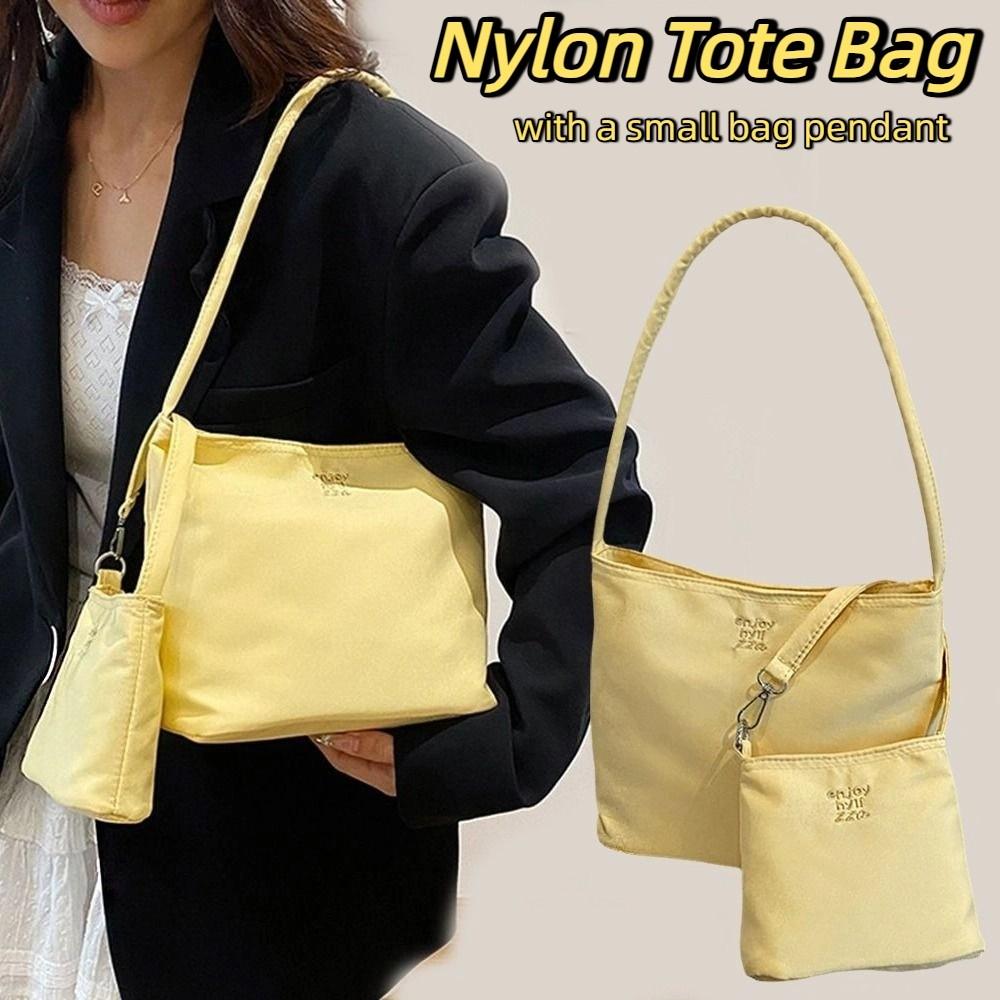 Handtasche Nylon Tragetasche Einfarbige Stoff Umhängetasche Mode Stickerei Buchstabe Unterarmtasche Mädchen