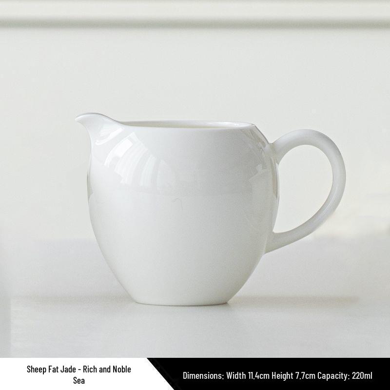 Premium White Porcelain Yangzhi Jade Kung Fu Tea Set with Three-Talent Lid Bowl, Gong Dao Bei, Tea Sea, and Customizable Tea Cups.