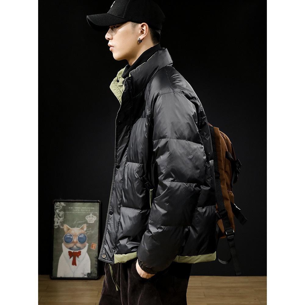Northeast Men's Stand Collar Thick Cotton Jacket - Autumn/Winter Casual Korean Style Color Block Outerwear.