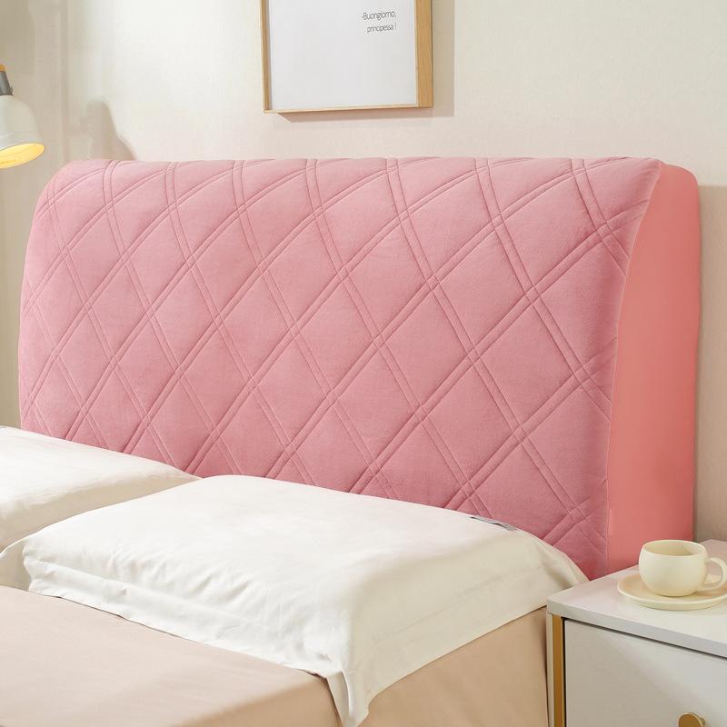 

Solid Color Quilted Bed Headboard Cover All-inclusive Thicken Velvet Head Cover for Curvy Anti-dirt Bed Backrest Cover 160cm