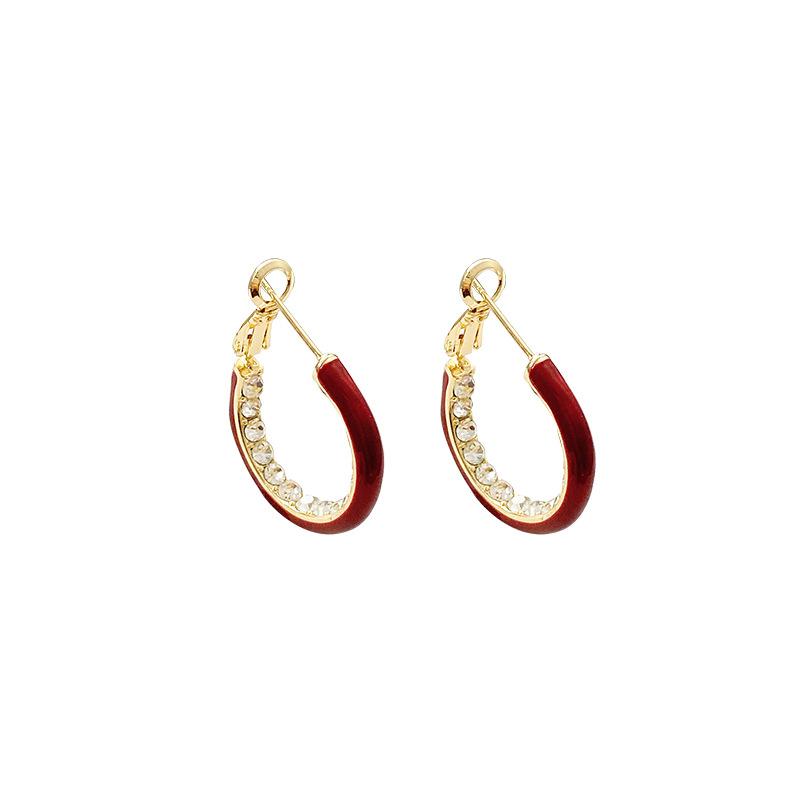 Ankola Red Flash Diamond Geometric Earrings Women's Retro Design Temperament Earrings Unique Celebrity Earrings