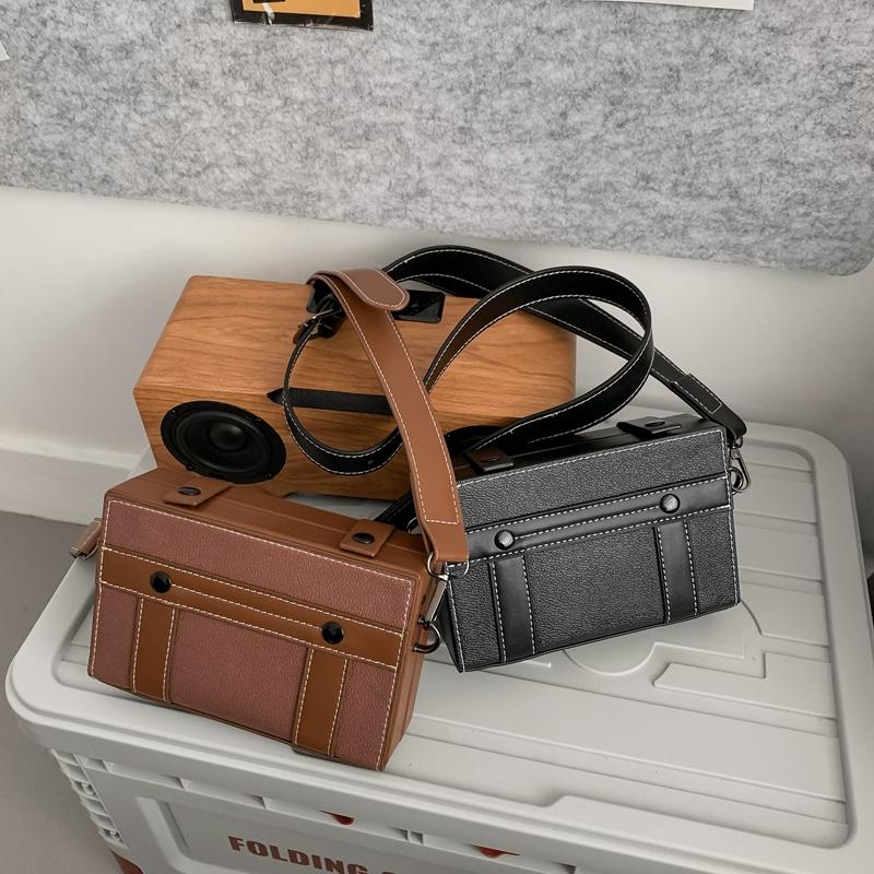 Popular ins niche bag Hong Kong style single shoulder crossbody versatile personalized men's new trendy high-end textured small square bag