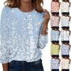 Women's Casual Long Sleeve Floral Print Round Neck Top for Everyday Wear