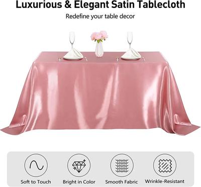 145X260Cm Rectangle Wedding Satin Tablecloth Right Smooth Silk Table Cover For Wedding Banquet Anniversary Christmas Table Decor