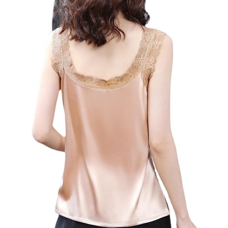 Women's V-Neck Satin Camisole - Sleeveless Black or White Top