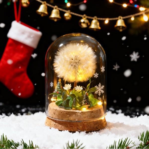 

Eternal Night Light Dried Dandelion Glass Bouquet - Perfect Gift for Birthday, Classmate, Girlfriend, Valentine s Day, or Mother s Day Other белый