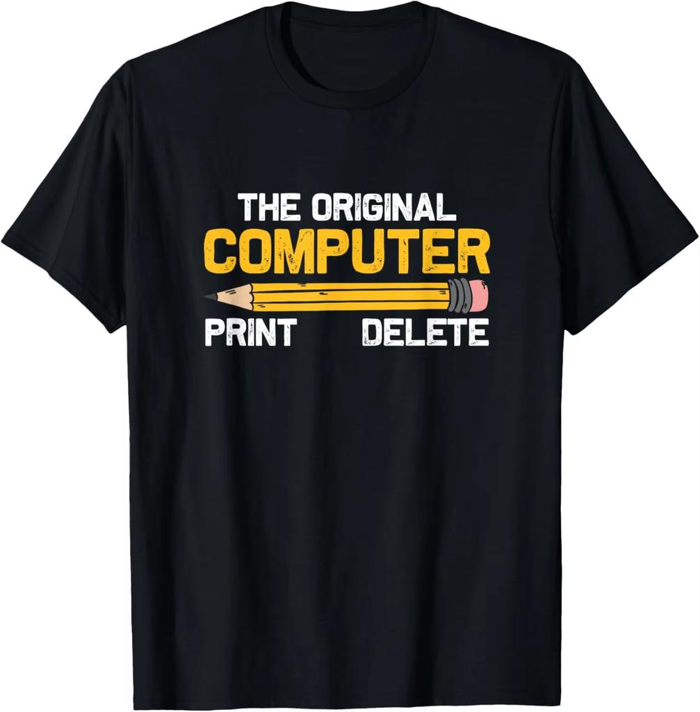 The Original Computer Funny Sarcastic Programmer Pencil Gift TShirt Custom Printed Graphic T Shirts Mens Clothing Camiseta Tops