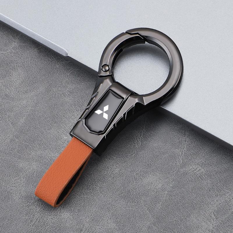 nlvc3 High-end Leather Key Chain Car Logo Keyring Auto Interiors Accessories For Mitsubishi Eclipse Outlander Pajero ASX Colt I200 Ex