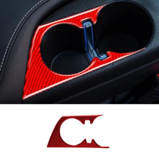 Bright Red Carbon Fiber Car Console Cup Holdler Panel Cover For Camaro 16-19