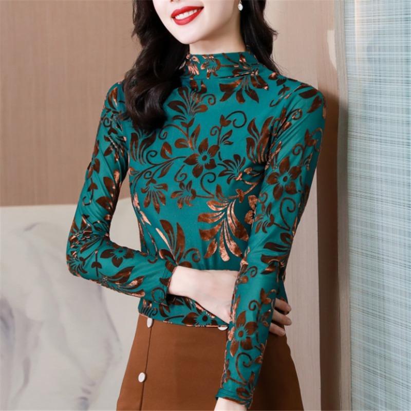 Neuer Winterstil Plüsch Verdicktes Halbochgeschlossenes Warmes Unterhemd mit Hochwertigem Langarm-T-Shirt Top für Damen