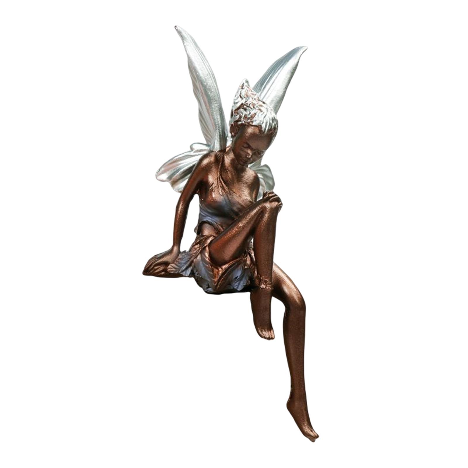 

Resin Garden Fairy Figurine Fountain Statue 18cm Fairies with Wing Porch коричневый