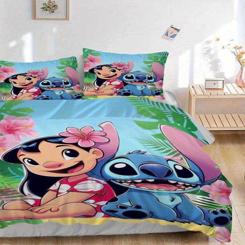 3-teiliges Bettwäsche-Set mit Lilo und Stitch-Aufdruck, Atmungsaktiv und Weich, Maschinenwaschbar, Weihnachtsgeschenk, Geeignet für Schlafzimmerdekoration, 063