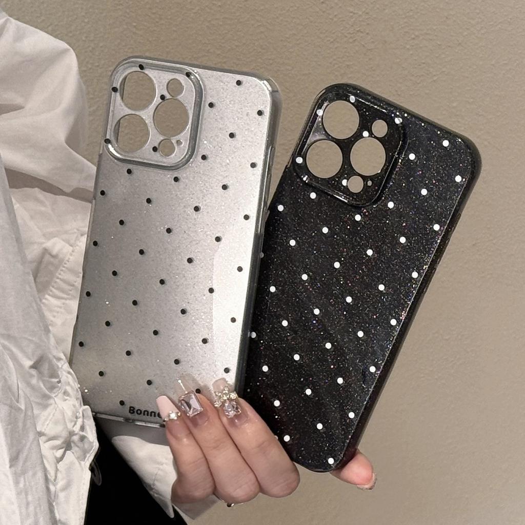 Simple Polka Dots Suitable for Apple 16 Promax Mobile Phone Case Iphone15 Personality 14 Glitter 13 High End Retro