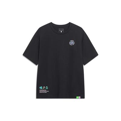 X Steven Harrington Cartoon Print Round Neck Short Sleeve T-Shirt Unisex Tops Black AHST077-3