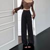 Workout Trousers Casual Pants Women High Waist Wide Leg Pants Breathable Striped Suit Pants  Female
