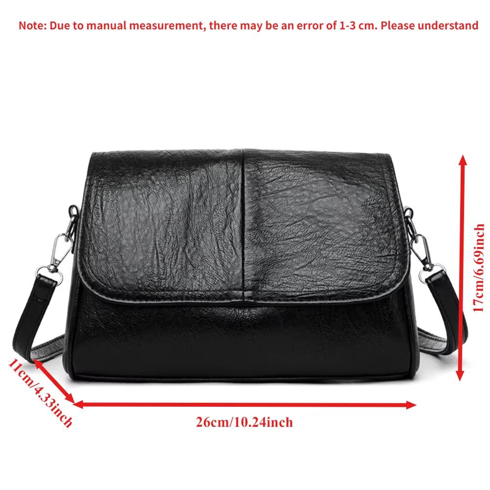 Womens Soft Retro Oil Wax Crossbody Bag Large Capacity Fashion Bag With Adjustable Strap Casual Trendy Single Shoulder Handbag