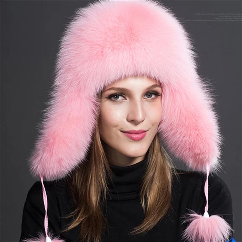 New hats Fox women Russian women Shanka pilot tripper snow hat