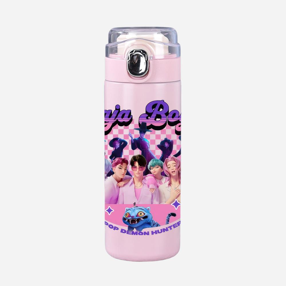 New Anime K-Pop Demon Hunters Printed 400Ml Water Bottle Thermos Cup Portable Stainless Steel Leak Proof Camping Water Cup Kid Gifts