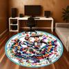 1pc Mexican Dance Floral Round Chair mat Area Rug - Non-Slip, Floor Mat for Office, Bedroom, home decor Christmas Gift-1002337