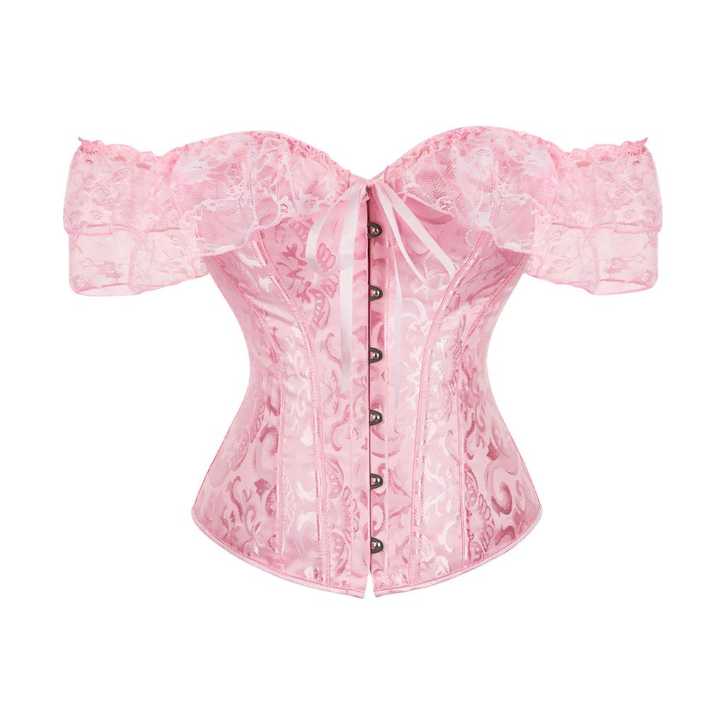 Breathable Polyester Lace Corset Top Adjustable Ties And Elegant Off Shoulder Design Traditional Blossomy Bustier Top