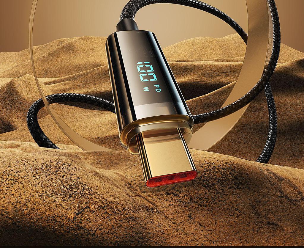 100W Transparent Digital Display Fast Charging Cable, 30W for Apple 14, 66W Type-C Universal Charger
