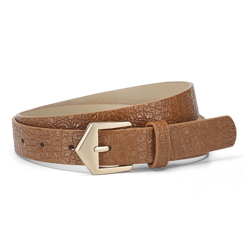 Women's Fashion Belt Crocodile Pattern Pin Buckle PU Leather Minimalist Waistband for Jeans