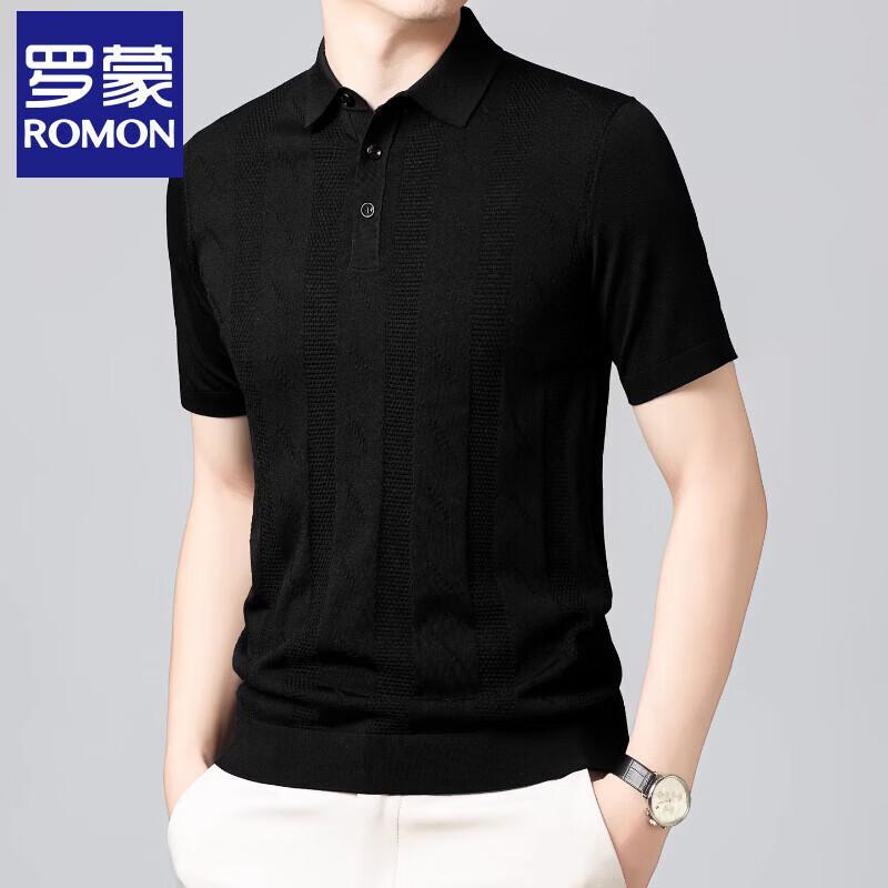 Luomeng Men's Summer Cool Breathable Mulberry Silk Knit Polo Shirt
