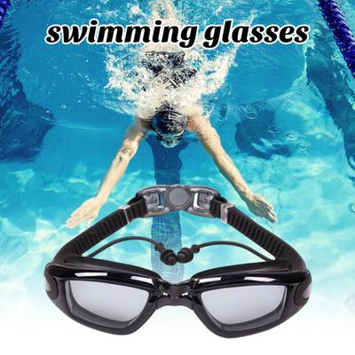 Schwimmbrille für Erwachsene mit Ohrstöpseln Männer Frauen Wasserdicht Kein Auslaufen Antibeschlag Klare Gläser