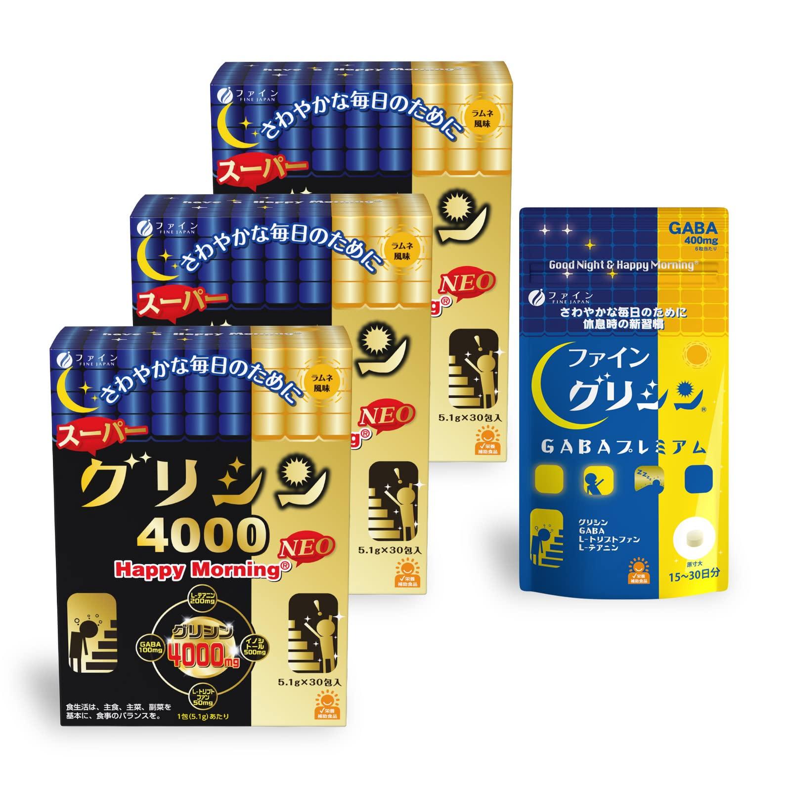 

FINE Fine Glycine Super Глицин 4000 Happy Morning NEO Вкус Рамунэ 30 пакетиков x 3 Таблетка Premium Days x 1 [Счастливый мешок] (ПРЕКРАСНАЯ ЯПОНИЯ) +