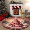 Rosa Weihnachtsbaum Geschenk Runder Teppich, Indoor Fußmatte für Bauernhaus, Wohnzimmer, Schlafzimmer, Küchen Dekoration, Feiertagsthema
