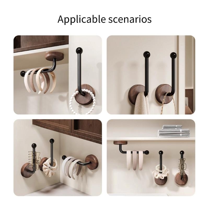 Adhesive Wood Hook Auto Adhesive Home Organizers For Bathroom Storage Drillless Mounting Durable Wooden Design